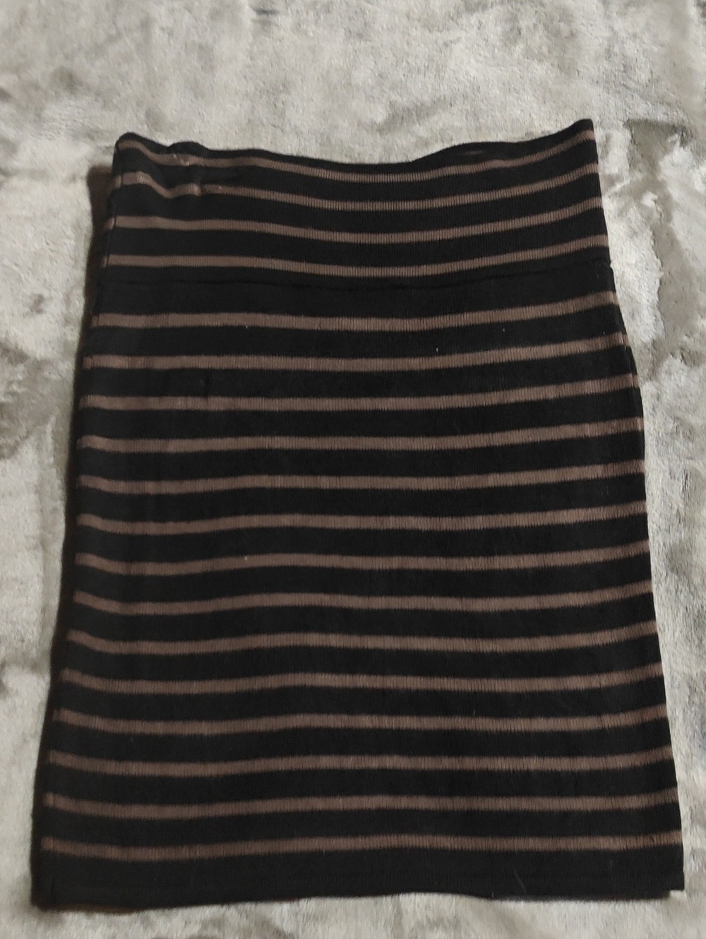 Active Basic Black and Brown Striped Knit Pencil Skirt